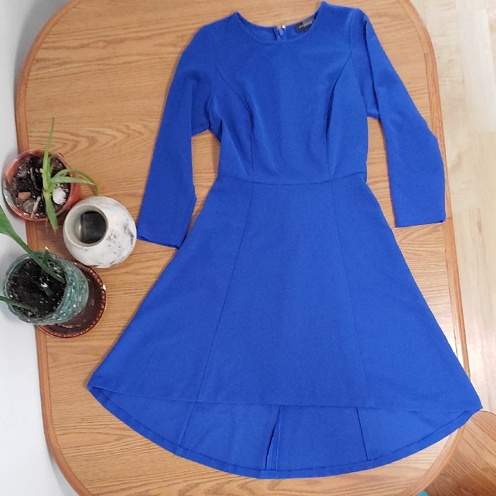 Elegant Blue Long Sleeve Dress